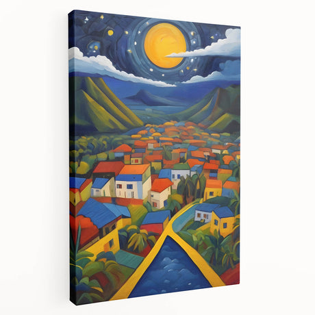 Side view of stretched canvas featuring a Caribbean Saint Lucia scenery in vibrant tropical colors.