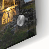 Large abstract wall art of the Caribbean Virgin Islands in vibrant blue tones on acrylic glass.