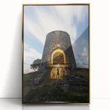 Framed acrylic print of the Caribbean Virgin Islands in art deco style, featuring serene blue and green tones.