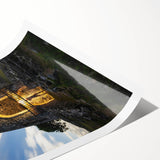 Extra large rolled print depicting line art flowers in muted green tones, ideal for large living room wall art.