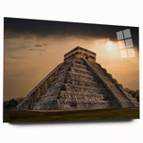 Large abstract wall art depicting a Belizean landscape in muted earth tones on acrylic glass.