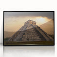 Large abstract wall art depicting a vibrant Central American scenery, framed in black acrylic.