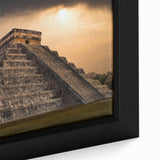 Black wall art featuring a textured, colorful Central American scenery on a framed canvas, ideal for living room decor.