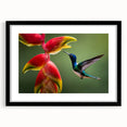 Extra large abstract art print of a vibrant, colorful Central American landscape on textured canvas, framed in black.
