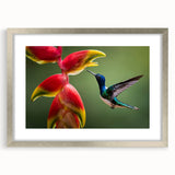 Textured abstract art print depicting a vibrant, colorful Costa Rican landscape on a framed silver mat.