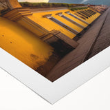 Art deco poster of a Guatemalan landscape with rich green and earth tones on rolled canvas, suitable for dining room walls.