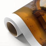 Art deco poster of Central America scenery in muted green and brown, rolled canvas, ideal for nursery wall art.