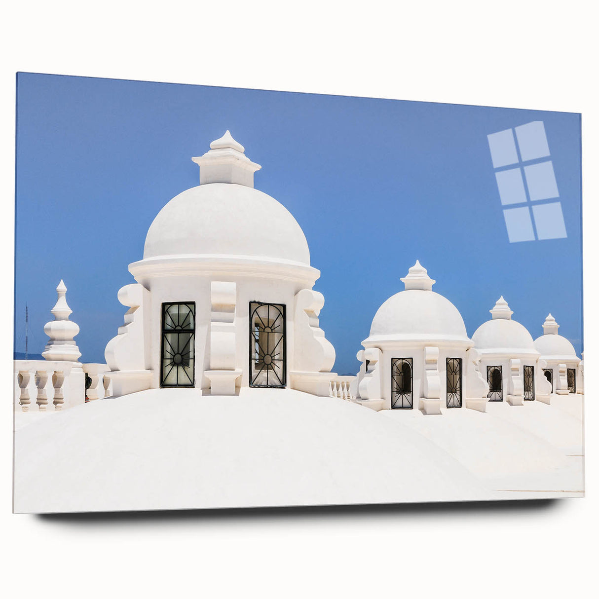 Large abstract wall art depicting a serene Nicaragua landscape in muted earth tones on acrylic glass.