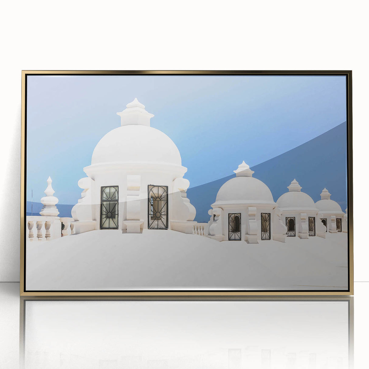 Acrylic print of a Central American landscape in gold frame, ideal for modern art wall decor.