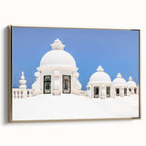 Framed canvas featuring a vintage-style landscape painting of a Central American scenery in black and gold tones.
