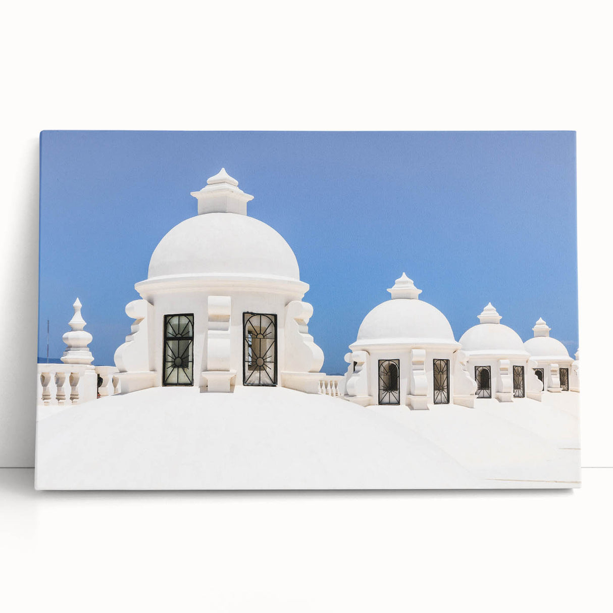 Large black and white stretched canvas of Central America scenery, suitable as kitchen wall art or for bedroom ambiance.