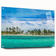 Large abstract wall art depicting Central America scenery in vibrant hues on acrylic glass.