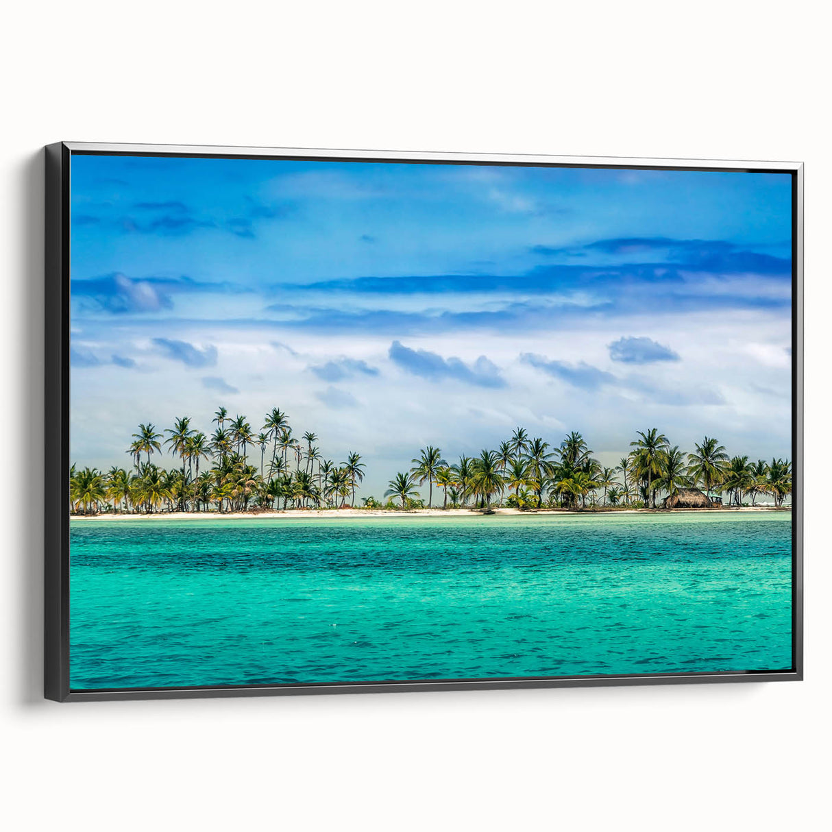 Black and white framed canvas of a vintage Panama landscape, ideal for bedroom wall decor.