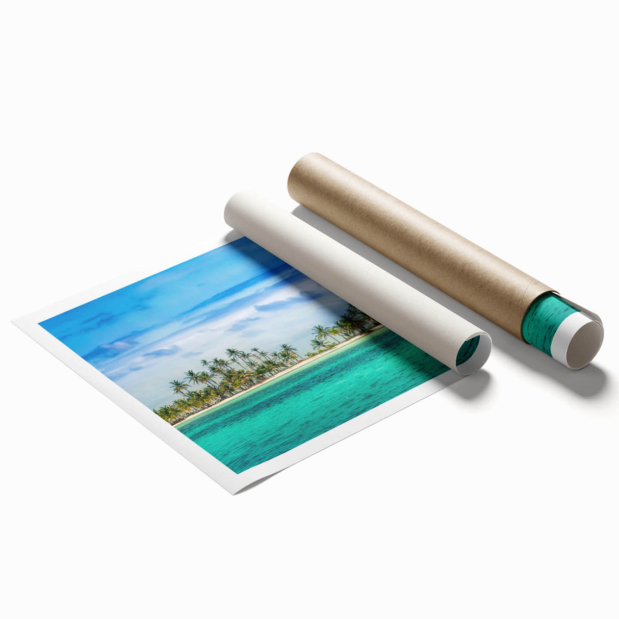 Extra large rolled print of a floral scene in vibrant greens and pinks, suitable as classy bathroom wall art.