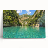 Black and white large art print of a European Albanian scenery on stretched canvas, ideal for kitchen wall art.