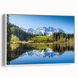 Vintage poster art of an Austrian landscape on framed canvas, featuring colorful art in extra large format.