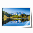 Extra large rolled print of a serene Austrian landscape with muted green and blue tones, perfect for dining room wall art.