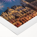 Art deco poster featuring a European Belgian scenery in muted earth tones on rolled canvas, suitable for dining room decor.