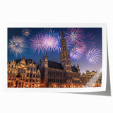 Rolled print of a European Belgian landscape with soft green and brown tones, ideal for dining room wall art.