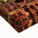 Black and white landscape art painting of a European scenery on stretched canvas, ideal for bedroom wall art.