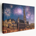 Large art print of a European cityscape in muted earth tones on stretched canvas, ideal for kitchen wall decor.
