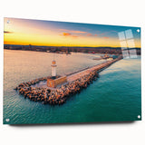 Large abstract wall art of a European Bulgarian scenery in muted earth tones on acrylic glass.