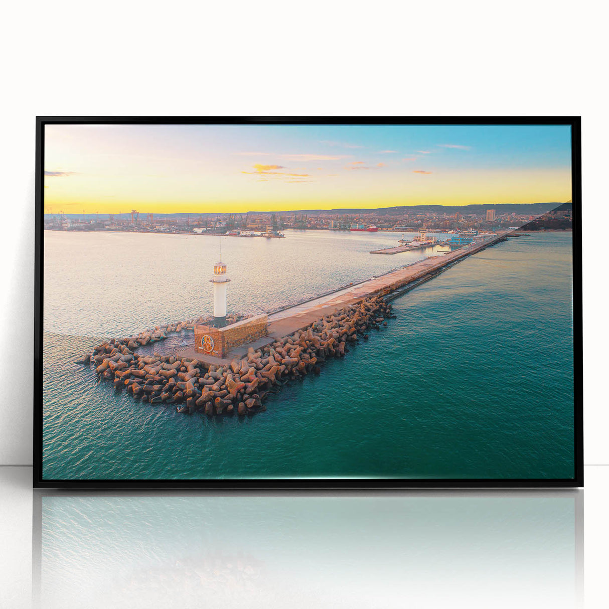 Large abstract wall art depicting a European Bulgarian scenery in black acrylic frame, suited for modern art wall decor.