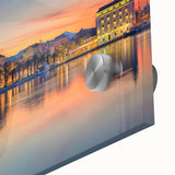 Large abstract wall art of a Croatian landscape on acrylic glass, in mid-century modernist style.