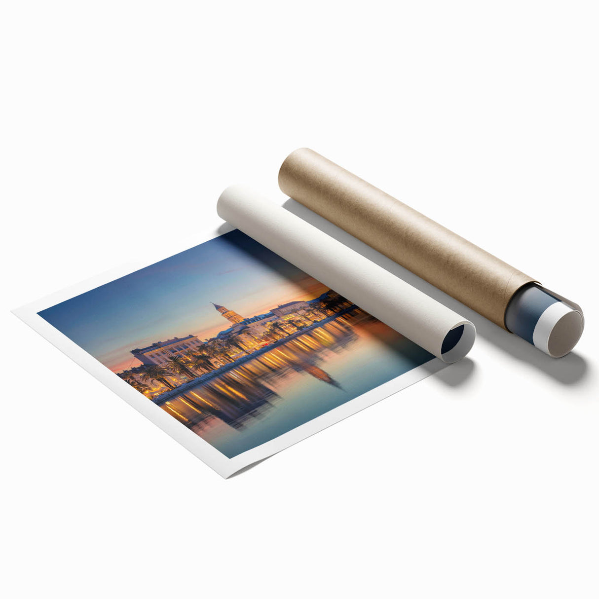 Extra large rolled print featuring a Croatian landscape with vibrant floral elements.