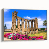 Framed canvas landscape art painting depicting a colorful European scenery, ideal for living room decor.