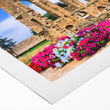 Art Deco poster of a European Cyprus landscape in muted earth tones on rolled canvas, suitable for dining room wall art.