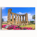 Black and white photograph of a European coastal scene on stretched canvas, ideal for kitchen wall art.