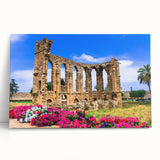 Large black and white photo of a European street scene on stretched canvas, ideal for kitchen wall art.