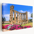 Large art print of a European Cyprus landscape on stretched canvas, featuring earthy tones, ideal for kitchen wall art.