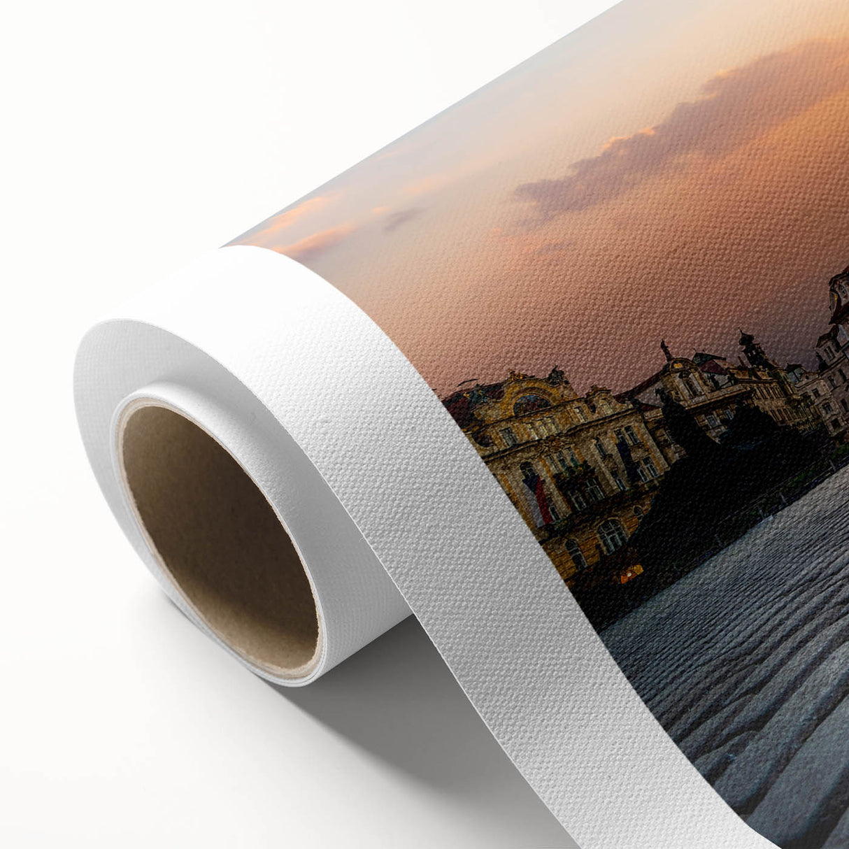 Art Deco poster of Prague skyline in pastel shades on rolled canvas, ideal for nursery wall art.