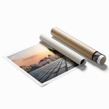 Rolled print of Prague scenery with muted earth tones, ideal for classy bathroom wall art.