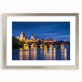 Extra large abstract art print of a European scenery in muted earth tones, framed with a silver mat.