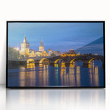 Large abstract wall art depicting a scenic European landscape in muted earth tones on a framed acrylic.