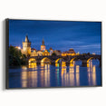 Black and white landscape art of a European city scene on framed canvas, ideal for bedroom decor.