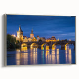 Framed canvas landscape art painting of a Czech Republic scenery in vibrant colors on a black background.