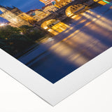 Art deco poster of a Czech Republic scenery in muted earth tones on rolled canvas, suitable for dining room ambiance.