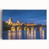 Black and white stretched canvas featuring a scenic view of a European city, ideal for kitchen wall art.