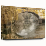 Acrylic glass print of a European cityscape in muted watercolor tones, suitable for bedroom or dining room decor.