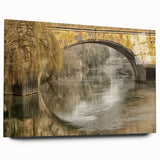 Large abstract wall art depicting a serene European landscape in muted earth tones on acrylic glass.