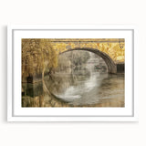 Textured art depicting an abstract European cityscape in muted gray and blue tones, framed with a white mat.