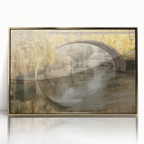 Art deco poster of Bath, England in muted gold and blue tones on framed acrylic, ideal for modern art wall decor.