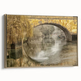 Framed canvas wall art depicting a vintage-style English landscape in muted earth tones, ideal for bedroom decor.