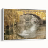Vintage poster art of Bath, England, featuring colorful artwork on a white-framed canvas, ideal for living room decor.