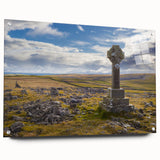 Acrylic print of a serene Cumbria landscape in muted green and blue tones, ideal for bedroom or dining room decor.