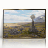 Art deco poster of Cumbria landscape, with muted earth tones on framed acrylic, suitable for modern art wall decor.